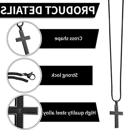 Stijlvolle 59 cm Korte Herenketting met Kruis, RVS, Glad en Zonder Boren, Perfect Cadeau voor Vader, Broer of Partner op Valentijnsdag, Vaderdag of Kerst