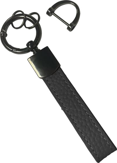 Sleutelhanger Leer Dik Sleutelhanger Met Sleutelhanger Ringen Leer - Zwart