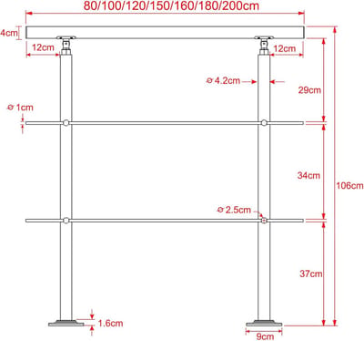 Roestvrijstalen Trapleuning met Palen voor Binnen en Buiten - 120 cm