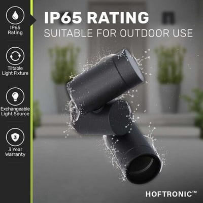 HOFTRONIC Silva LED Wandlamp - Wandspot - Plafondspot - Kantelbaar - 2-Lichts - Dimbaar - GU10 Fitting - IP65 Waterdicht - Zwart - Voor binnen en