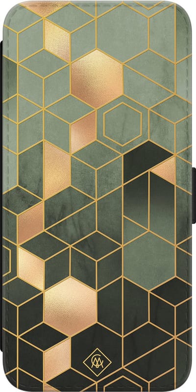 Casimoda® bookcase - Geschikt voor Samsung Galaxy S23 - Hoesje met pasjeshouder - Kubus Groen - Groen - Kunstleer