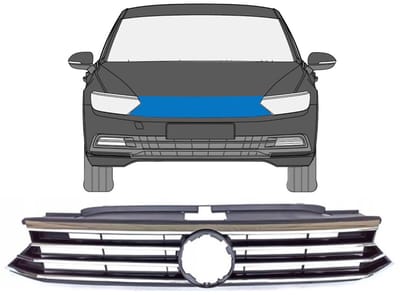 Grill voor Volkswagen Passat B8 2014-