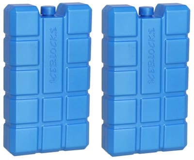 Gerimport Koelelement - 2x - 400 ml - 9,5 x 16 cm - blauw - voor koeltas of koelbox - kunststof