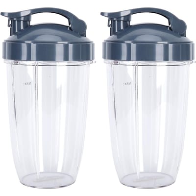 Ensemble Récipient Tasse de Blender Transparent 24OZ Couvercle de Remplacement Compatible avec 600W 900W Extracteur de Jus gray