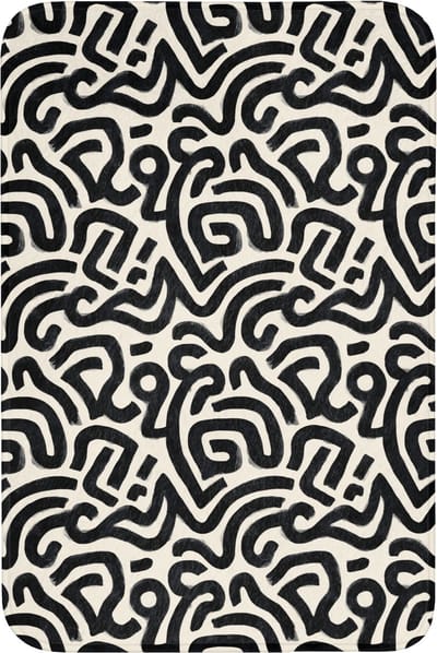 Badmat 60x90 cm - Antislip - Modern - Abstract - Zwart - Badmatten voor badkamer - Badkamermat - Douchemat - Badkamer mat