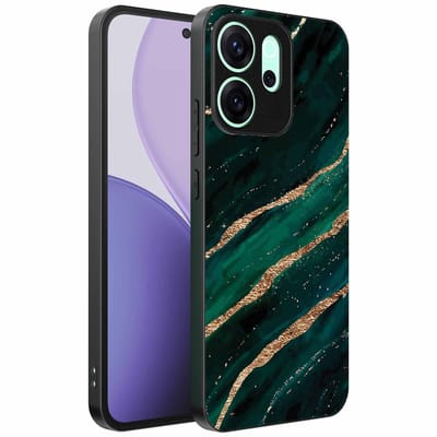 Geschikt voor Oppo Reno 14 F Telefoonhoesje met marmer opdruk - TPU backcover case marble design - Groen Goud - Smartphonica geschikt voor Oppo Reno 14 F