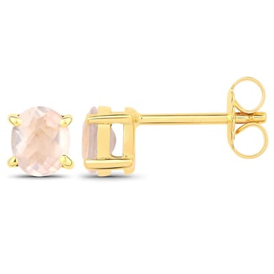 Vira Jewels Ohrstecker 925-Sterling Silber vergoldet Glänzend Rosenquartz rosa