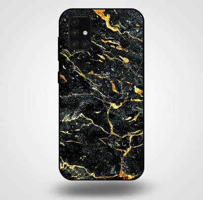 Smartphonica Telefoonhoesje voor Samsung Galaxy A71 4G met marmer opdruk - TPU backcover case marble design - Goud Zwart geschikt voor Samsung Galaxy A71 4G