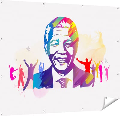 Gards Tuinposter Nelson Mandela - 150x120 cm - Tuindoek - Tuindecoratie - Wanddecoratie buiten - Tuinschilderij