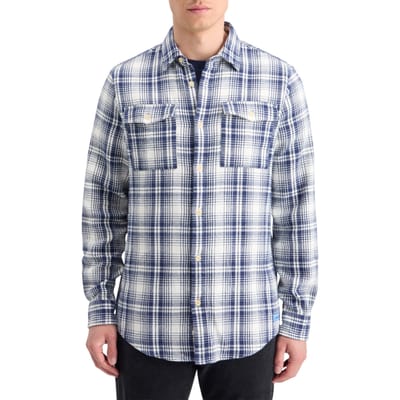 Scotch & Soda Regular Fit Flannel Check Shirt Blue White Check Size: S | Casual Shirts Outlet | Heren | Blauw