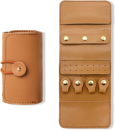 Draagbare en opvouwbare sieraden organizer voor ringen en oorbellen van PU leer, ideaal voor reizen en opslag