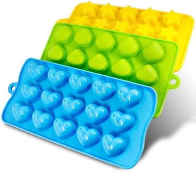 3-delige siliconen ijsblokjesvorm set met hart, ster en schelp - ideaal voor chocolade, snoep en kinderfeestjes