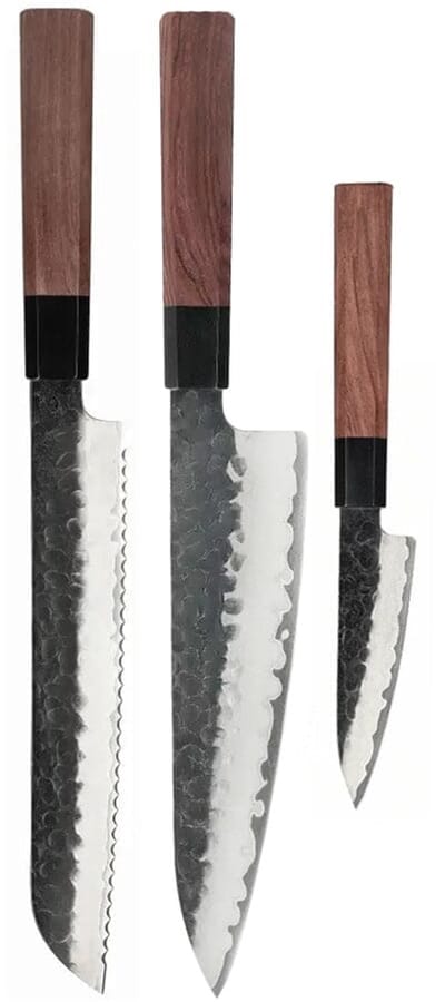 Shinrai Knives - Kurayami 3-delige Damascus Messenset - Koksmes + Broodmes + Schilmes