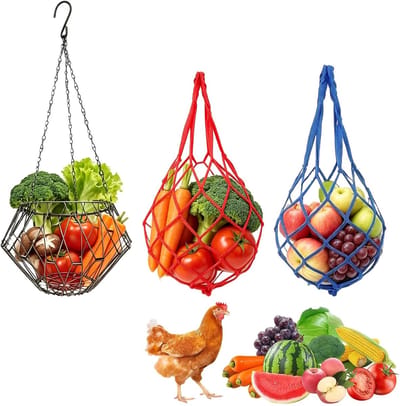 Kippen Voederautomaat - Voerdispenser Set - Dieren Voeren - Hangend Ontwerp - 3 Stuks - Zilver
