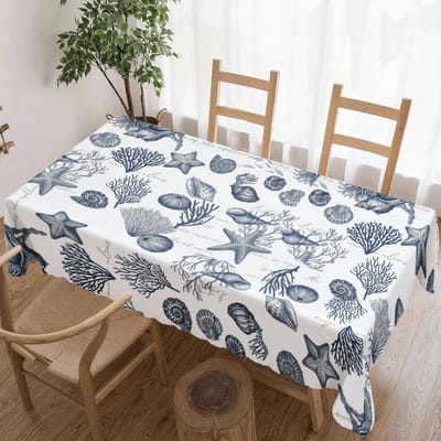 Nautisch Zeeleven Rechthoekig Tafelkleed voor Tafeldecoratie Feestelijk Feest Waterdicht Herbruikbaar Tafelkleed voor Tafels Keuken Eetkamer 90x140cm gray