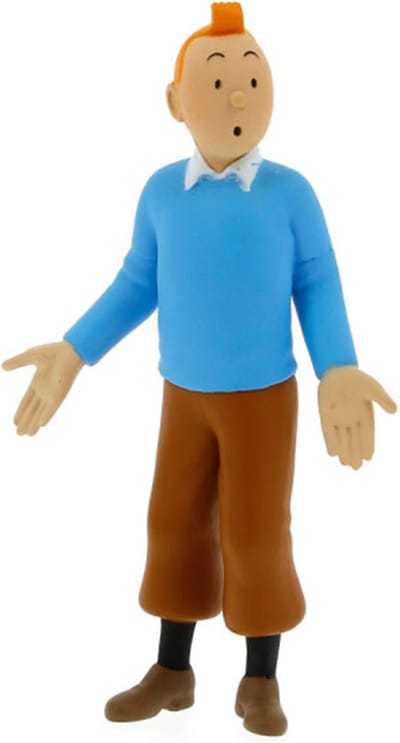 Figuurtje Kuifje - 8,5 cm hoog - blauwe trui - Tin Tin - Moulinsart