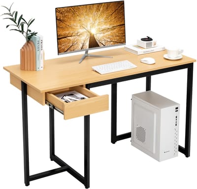 COSTWAY Computertafel, hout, naturel, 120 cm x 55 cm x 75 cm