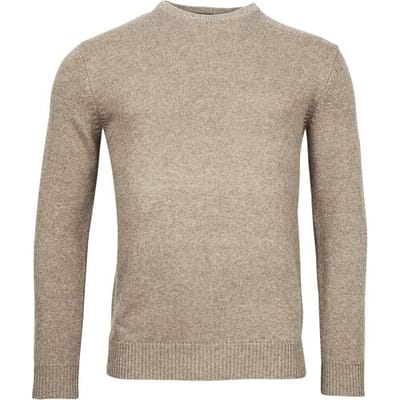 Baileys Trui Lamswol Ronde Hals Single Knit Kitt / male