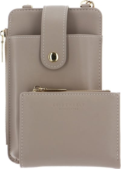 SEIDENFELT MANUFAKTUR Telefoontasje Portemonnee Medja Cellphone Bag Structure Sand / Gold Beige