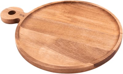 Hamburgerplank uit acaciahout met handvat rond ø 25cm FSC®