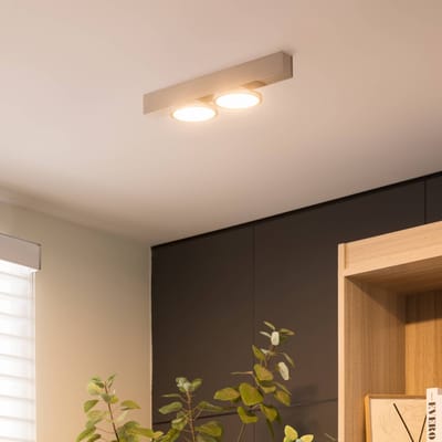 Lucande - plafondlamp - 2lichts - IJzer, aluminium - H: 8.6 cm - GU10 - nikkel - Inclusief lichtbronnen