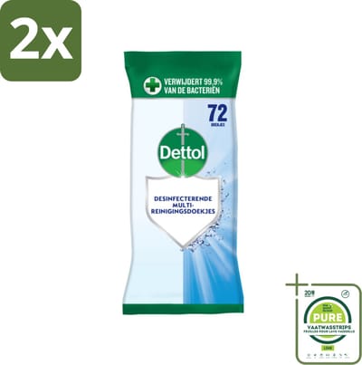 Dettol - Reinigingsdoekjes Cleanser - Krachtige Hygiëne - Zonder Bleek - 72 Doekjes - Voordeelverpakking - 2 stuks - Schoonmaakdoekjes - Reinigingsdoekjes