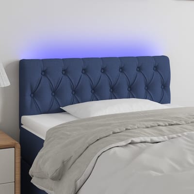 vidaXL - Hoofdbord - LED - 90x7x78/88 - cm - stof - blauw