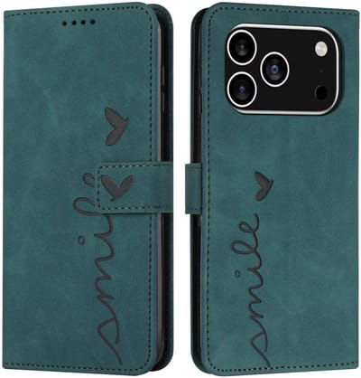 Coverup Hoesje - Geschikt voor iPhone 18 Pro / 17 Pro Hoesje - Coverup Smile Book Case - Groen