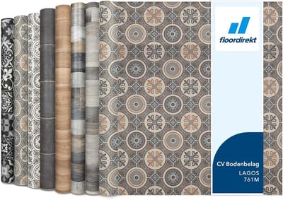 FLOORDIREKT PVC-Vloeren - Lagos 761M - Vinyl Vloeren - Tegeloptiek - Dikte 2,8 mm - 100 x 100 cm