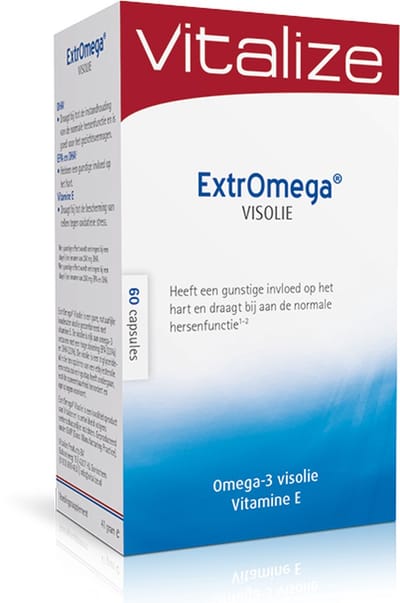 Vitalize Extromega Visolie 60 capsules | Goed voor hart, gezichtsvermogen en bloeddruk - Natuurlijke koudwater visolie (triglyceride-olie) gecombineerd met vitamine E
