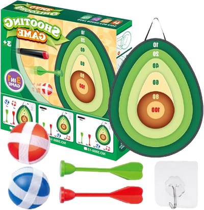 Kleverig Bal Dartspel - Kinderspel Balwerpen - Binnen en Buiten Spelen - Kindveilig Ontwerp - 25.5 x 25.5 cm - Avocado