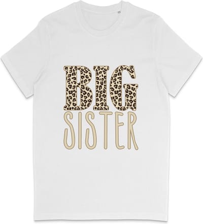 T Shirt Meisjes - Grote Zus - Big Sister Quote Print Opdruk - Wit - Maat 92