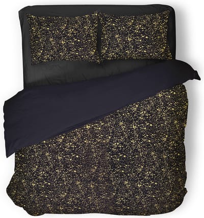 Eleganzzz Dekbedovertrek Foil Velvet - Black - Dekbedovertrek 240x200/220cm - 100% Velvet - Lits Jumeaux dekbedovertrekken - Dekbedovertrek met Goud