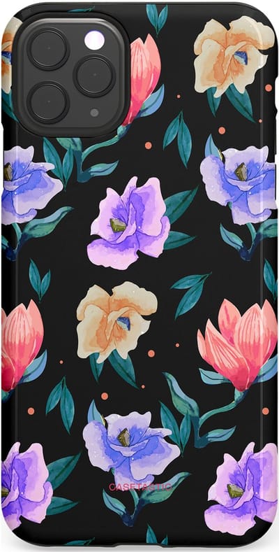 Casetastic hoesje geschikt voor Apple iPhone 11 Pro Max - Dubbellaagse bescherming - Avondtuin - Fashion Case - Zwart Petrol Lavendel