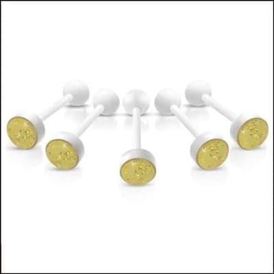 Aramat Jewels | Tongpiercings | Bioplast Witte Glitter Tongpiercing | Geel | |8mm | Kunststof | Volwassenen | Verkleurd niet