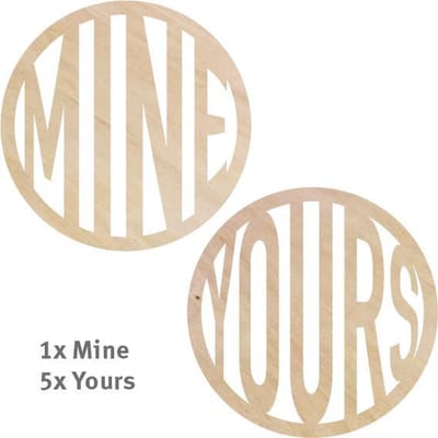 Hout onderzetters Mine-Yours - 6 stuks - Ø 9,5 cm Rond - Cadeau - Woondecoratie - Woonkamer - Tafelbescherming - Onderzetters Voor Glazen - Keukenbenodigdheden - Woonaccessoires - Tafelaccessoires - Hout