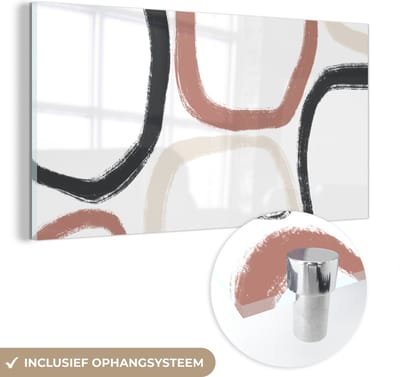 MuchoWow® Glasschilderij 40x20 cm - Schilderij acrylglas - Minimalisme - Geometrische vormen - Pastel - Patronen - Foto op glas - Schilderijen