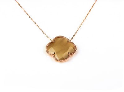 model Fiori kleine klaver ketting in zilver roze verguld bruine klaver