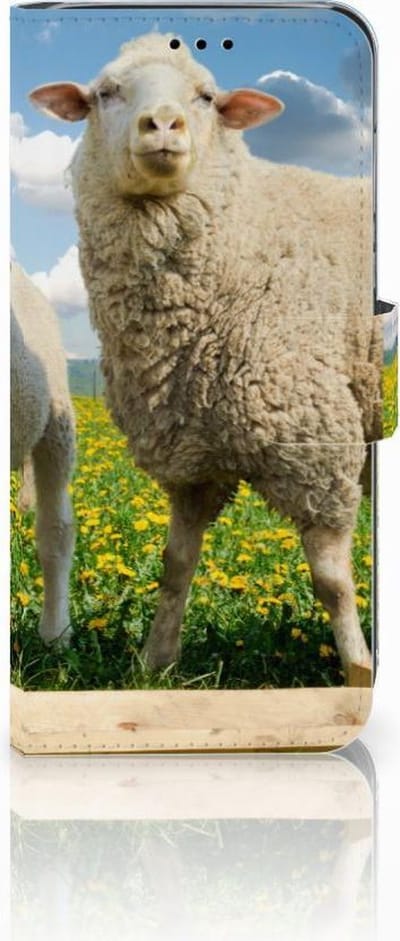 Huawei P20 Lite Telefoonhoesje met Pasjes Schaap en Lammetje
