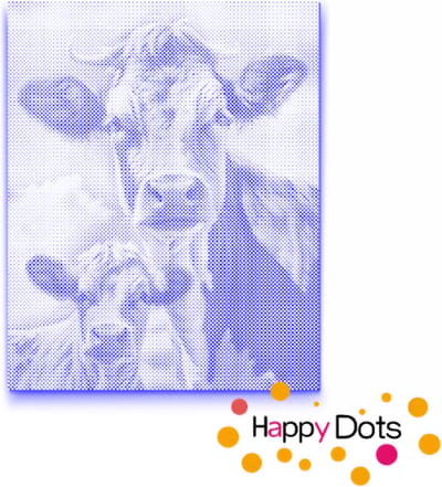 HappyDots DOT Painting Koeien 40x50cm - Stippelschilderij Blauw