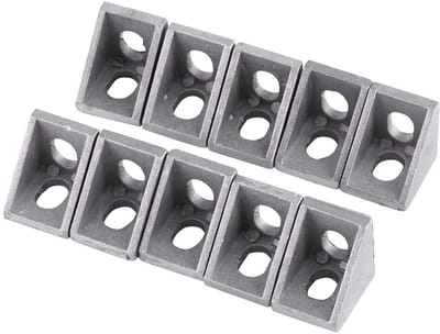 Dailygoods- Hoekbeugel 10 Stuks - Aluminiumlegering - L-vormig - 20 x 20 x 17 mm - Voor Geëxtrudeerde Profielen - Robuust en Solide - Hoekverbinder