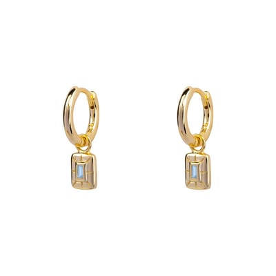 Petit Comité - Oorbellen Dames Geboortesteen Maart Aquamarijn - 925 Sterling Zilver - 18K gold plated - Dames Cadeau