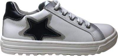 Naturino Mt 28 veter/rits zwarte ster lederen sneakers Kokie Wit Grijs