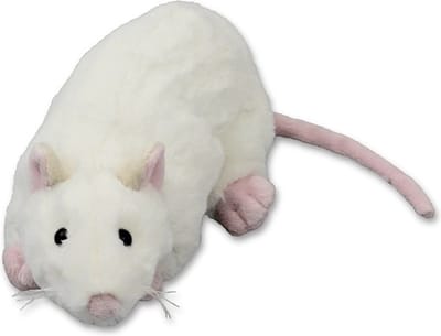 Inware rat kKuffeldier - wit - liggend - 20 cm - Dieren knuffels - ratten