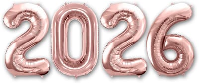 Q2P - 2026 Versiering - Cijfer Ballon - Oud En Nieuw - Decoratie - Rosegoud - 36 Cm Ballonnen