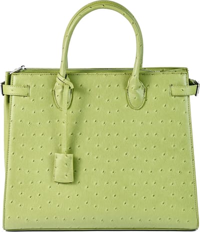 Nouka Licht Groene Dames Tas – Vegan / Faux Struisvogel Leer - Schoudertas – Shopper – Schooltas – Werktas – met Rits
