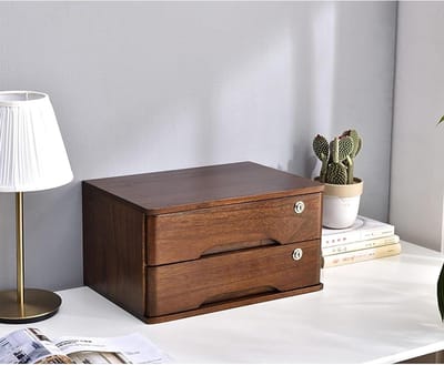 Afsluitbare archiefkast - Dossierkast met slot - Kantoor organiseren - Massief houten constructie - 40x28x22 cm - Houtkleur