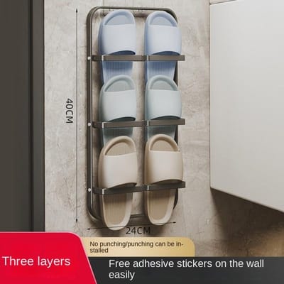 Étagère à pantoufles de salle de bain, support mural pour chaussures, support de rangement pour toilettes, étagère de séchage pour balcon, accessoires de salle de bain gray