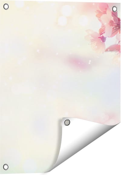 Gards Tuinposter Roze Bloesemboom met Zonneschijn - 40x50 cm - Tuindoek - Tuindecoratie - Wanddecoratie buiten - Tuinschilderij