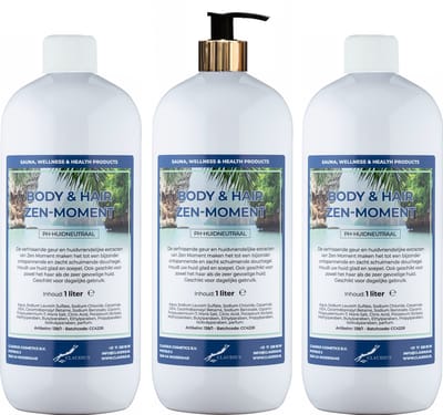 Body & Hair Zen Moment 1 liter met gouden pomp - set van 3 stuks - 2 in 1 voor lichaam en haar - voordeelverpakking